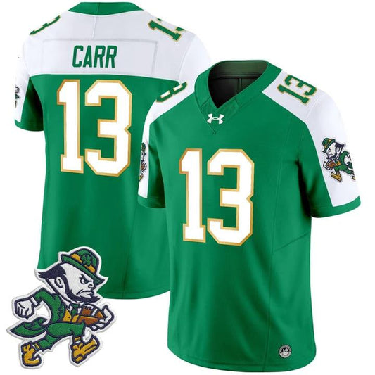 CJ Carr Jersey #13 Notre Dame 2025 Gridiron Leprechaun Edition Green Alter by My Store NCAA Football Jerseys