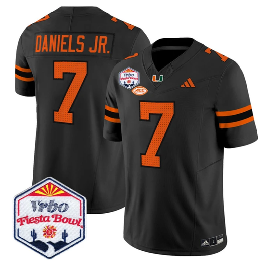 CJ Daniels Jersey #7 Miami Hurricanes 2026 Fiesta Bow Patch Stitched Black by NCAA Football Jersey