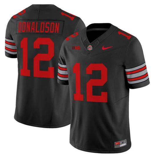CJ Donaldson Jersey #12 Ohio State Heritage Stripe 2025-26 Stitched Black by NCAA Football Jersey