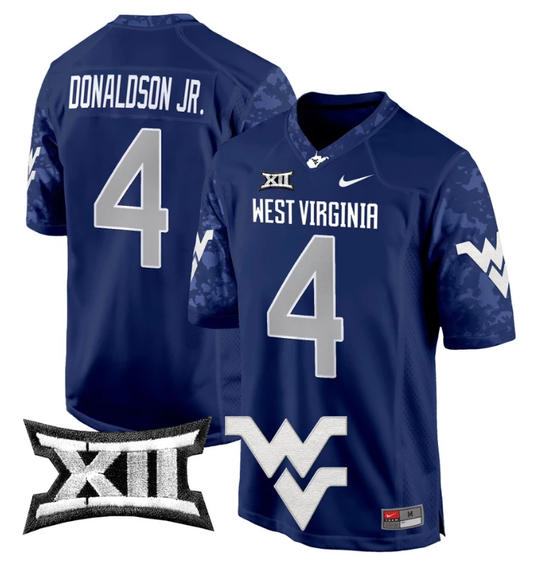 CJ Donaldson Jr Jersey #4 West Virginia Mountaineers Game Football Navy by My Store