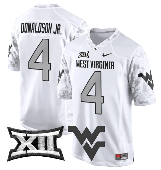 CJ Donaldson Jr Jersey #4 West Virginia Mountaineers Game Football White by My Store
