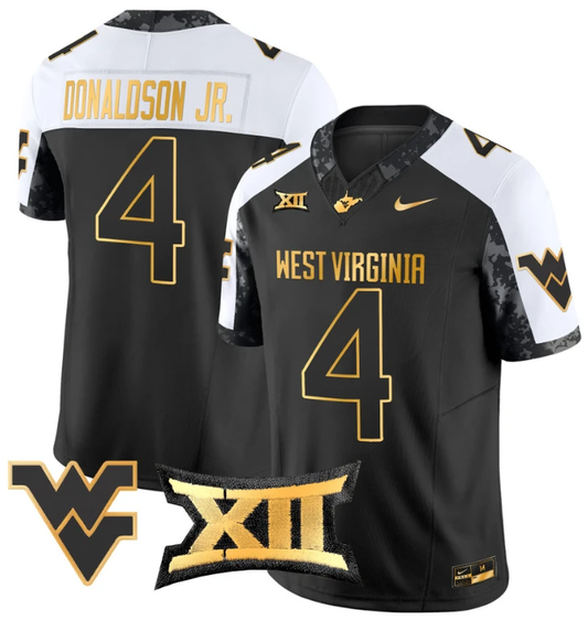 CJ Donaldson Jr Jersey #4 West Virginia Mountaineers Gold Vapor Football Alternate by My Store