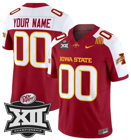 Custom Iowa State Jersey Name and Number 2024 Championship Patch Cardinal Alternate by My Store