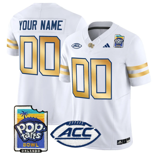 Custom Georgia Tech Yellow Jackets Jersey Pop-Tarts Bowl Patch Stitched White by NCAA Football Jersey