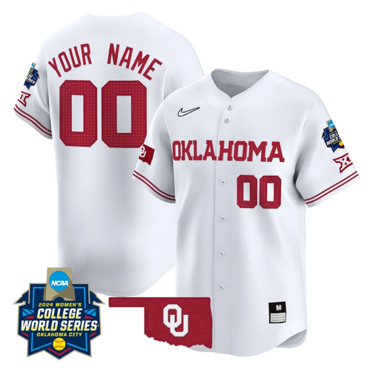 Custom Oklahoma Sooners Jersey 2024 College World Series Vapor Premier Limited NCAA Baseball Stitched White by My Store
