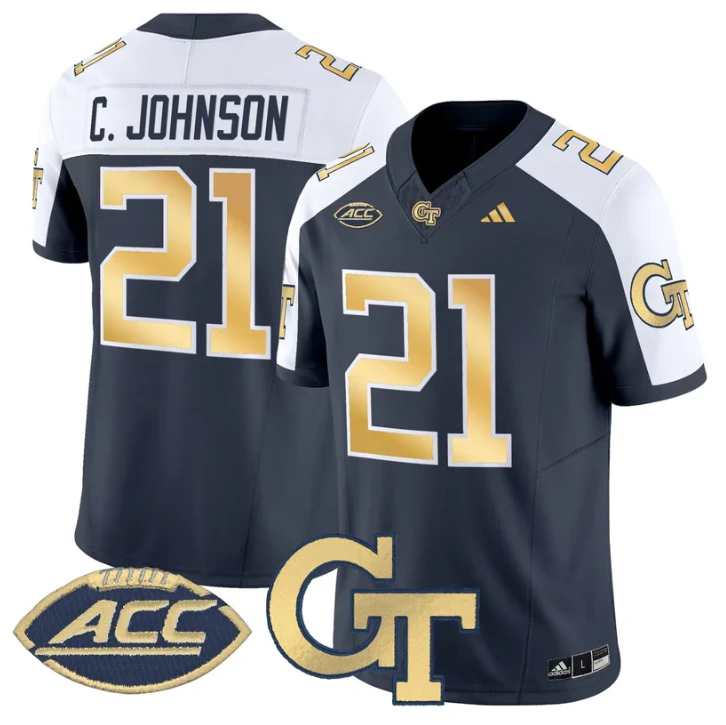 Calvin Johnson Jersey #21 Georgia Tech Yellow Jackets 2025 Stitched Navy Alternate by NCAA Football Jersey