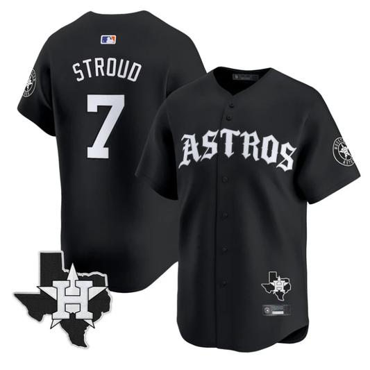 CJ Stroud Jersey #7 Houston Astros Old English Edition Stitched Black by My Store