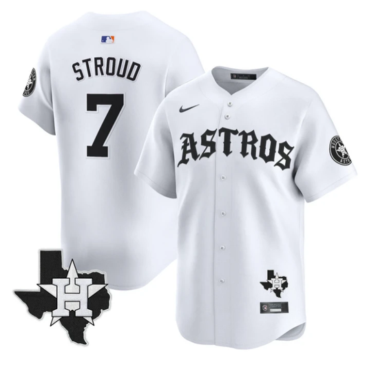CJ Stroud Jersey #7 Houston Astros Old English Edition Stitched White by My Store