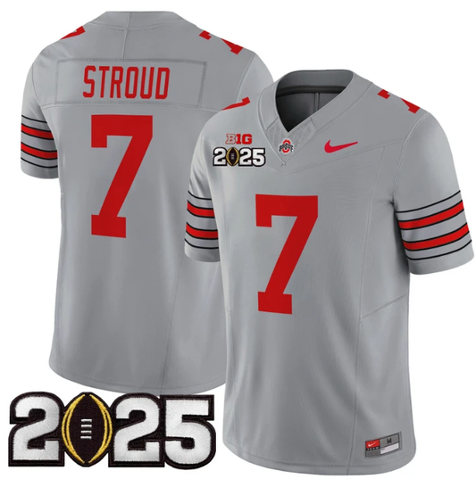 CJ Stroud Jersey #7 Ohio State 'Heritage Stripe' 2025 CFP Final Patch Gray by NCAA Football Jersey