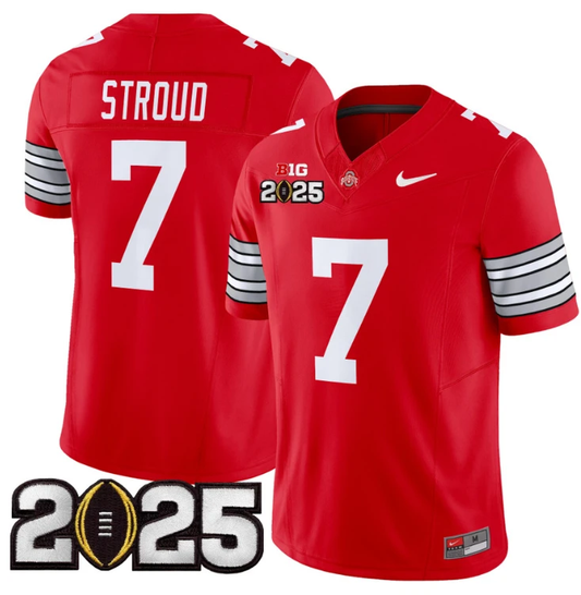CJ Stroud Jersey #7 Ohio State 'Heritage Stripe' 2025 CFP Final Patch Red by NCAA Football Jersey
