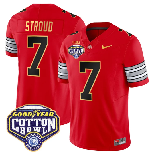 CJ Stroud Jersey #7 Ohio State 'Heritage Stripe' Cotton Bowl Red by My Store