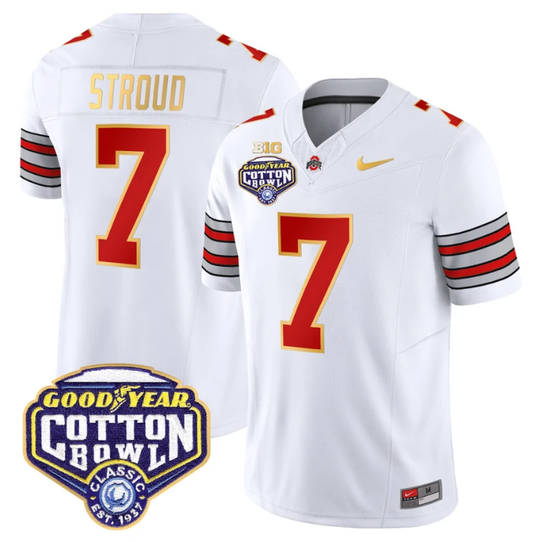 CJ Stroud Jersey #7 Ohio State 'Heritage Stripe' Cotton Bowl White by My Store