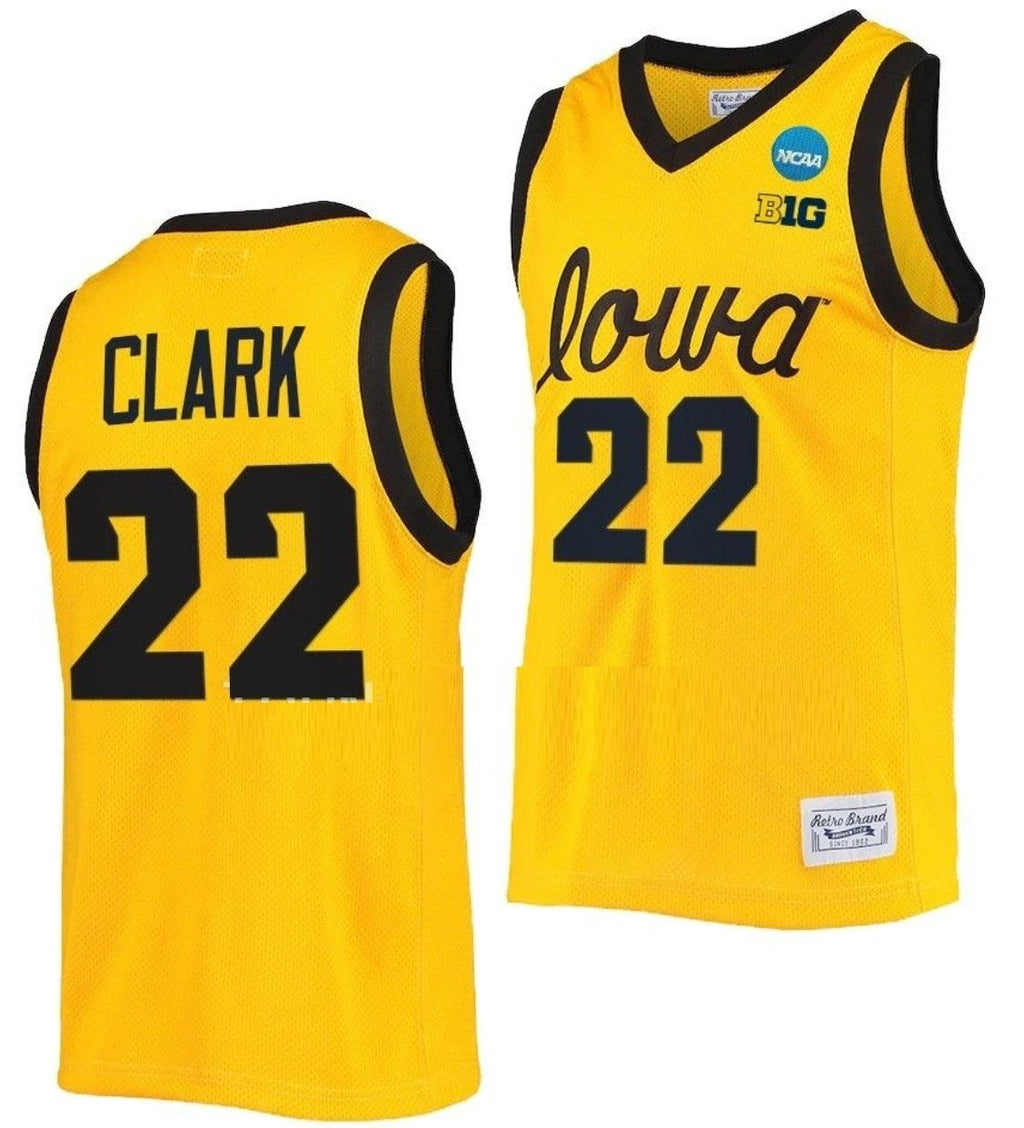 Caitlin Clark Jersey Iowa Hawkeyes College Basketball 2023 NCAA March Madness Gold #22 by My store basketball