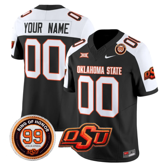 Custom Oklahoma State Cowboys Jersey Name and Number Leslie O'neal Patch Vapor Limited College Football Stitched Black Alternate by My Store