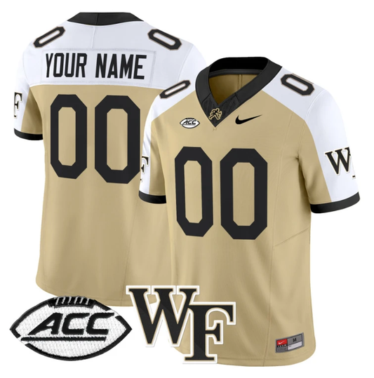 Custom Wake Forest Demon Deacons Jersey 2024 Limited Stitched Gold Alternate by NCAA Football Jersey