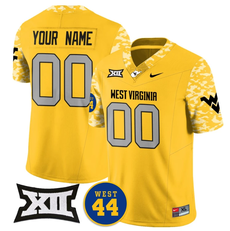 Custom West Virginia Mountaineers Jersey Name and Number 2024 Vapor Limited Football Honor Jerry West Stitched Gold by My Store