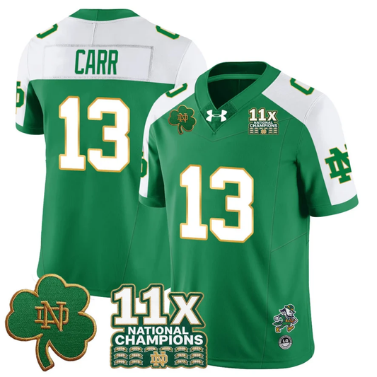 CJ Carr Jersey #13 Notre Dame 11x-Time National Champions Stitched by My Store NCAA Football Jerseys