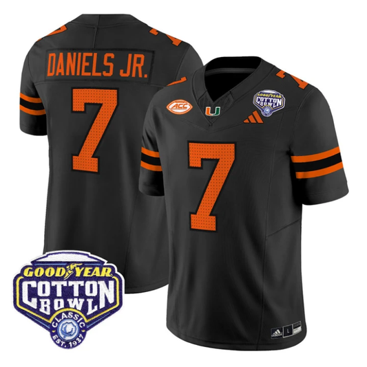 CJ Daniels Jersey #7 Miami Hurricanes 2025 Cotton Bowl Patch Stitched by My Store NCAA Football Jerseys