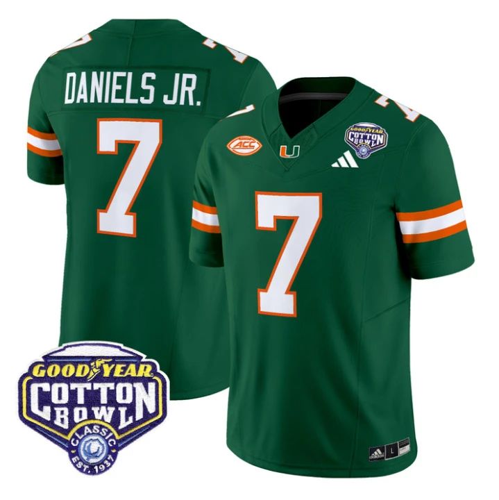 CJ Daniels Jersey #7 Miami Hurricanes 2025 Cotton Bowl Patch Stitched by My Store NCAA Football Jerseys
