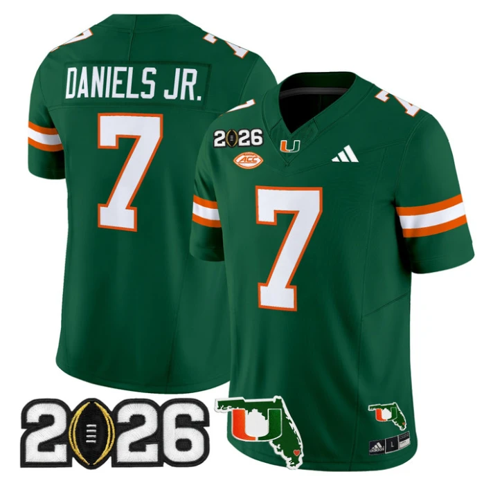 CJ Daniels Jersey #7 Miami Hurricanes 2026 CFP Final Florida Stitched by My Store NCAA Football Jerseys