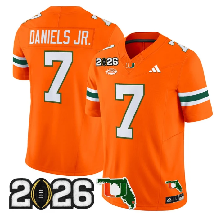 CJ Daniels Jersey #7 Miami Hurricanes 2026 CFP Final Florida Stitched by My Store NCAA Football Jerseys