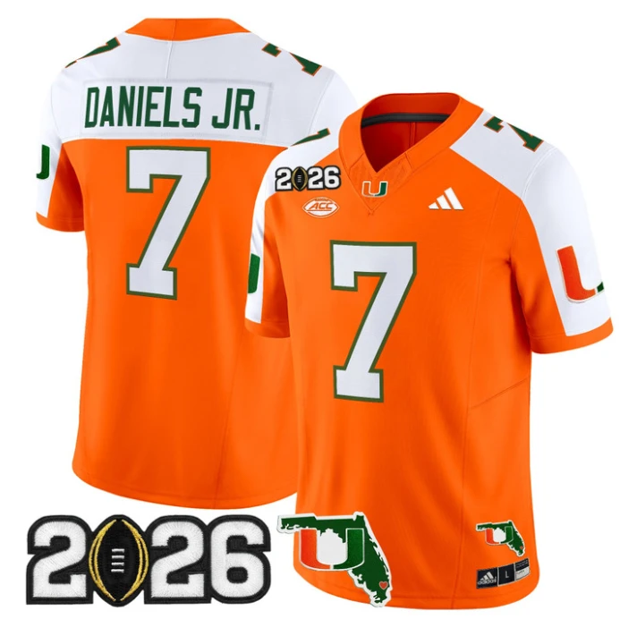 CJ Daniels Jersey #7 Miami Hurricanes 2026 CFP Final Florida Stitched by My Store NCAA Football Jerseys