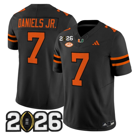 CJ Daniels Jersey #7 Miami Hurricanes 2026 CFP Final Patch Stitched Black by My Store NCAA Football Jerseys