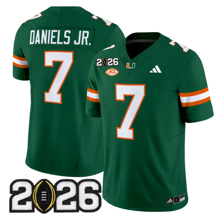 CJ Daniels Jersey #7 Miami Hurricanes 2026 CFP Final Patch Stitched Black by My Store NCAA Football Jerseys