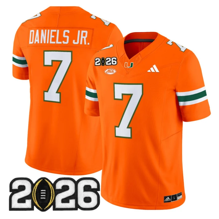 CJ Daniels Jersey #7 Miami Hurricanes 2026 CFP Final Patch Stitched Black by My Store NCAA Football Jerseys