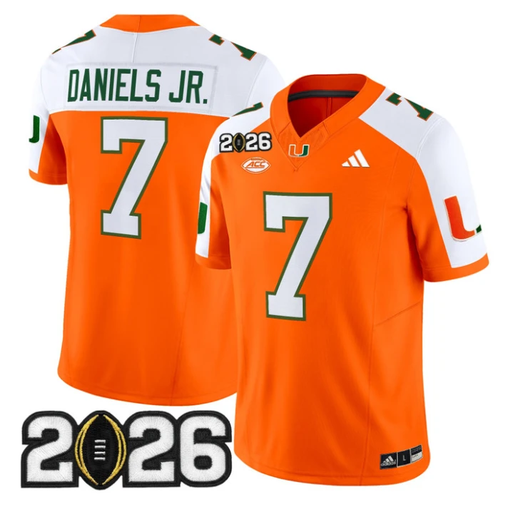 CJ Daniels Jersey #7 Miami Hurricanes 2026 CFP Final Patch Stitched Black by My Store NCAA Football Jerseys
