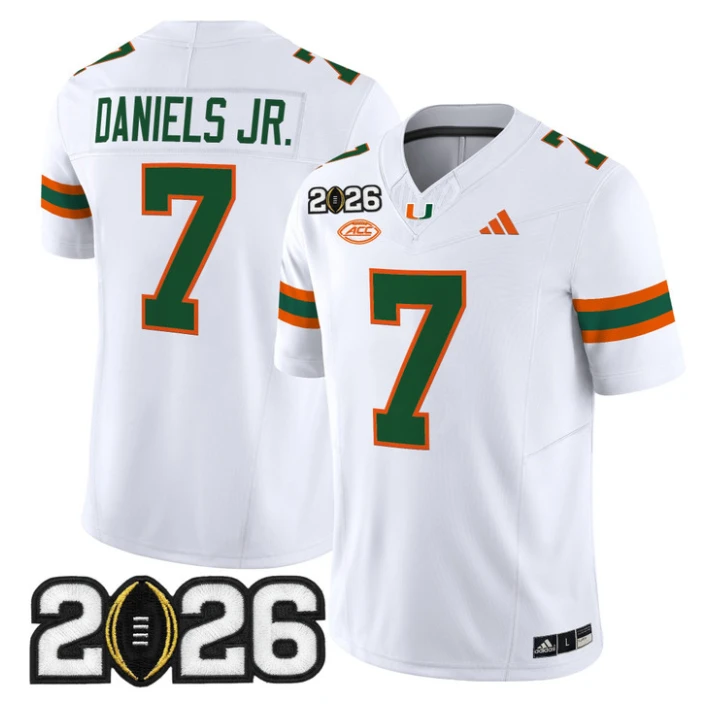 CJ Daniels Jersey #7 Miami Hurricanes 2026 CFP Final Patch Stitched Black by My Store NCAA Football Jerseys