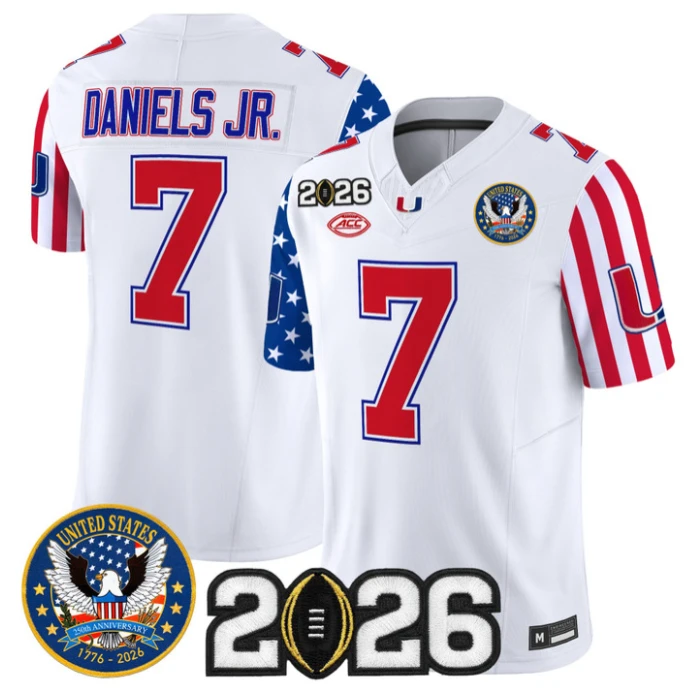 CJ Daniels Jersey #7 Miami Hurricanes America 250 Edition 2026 CFP Patch Stitched by My Store NCAA Football Jerseys