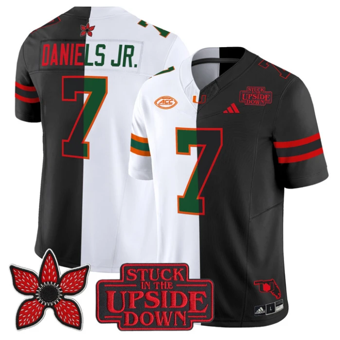 CJ Daniels Jersey #7 Miami Hurricanes Upside Down Edition Stitched by My Store NCAA Football Jerseys