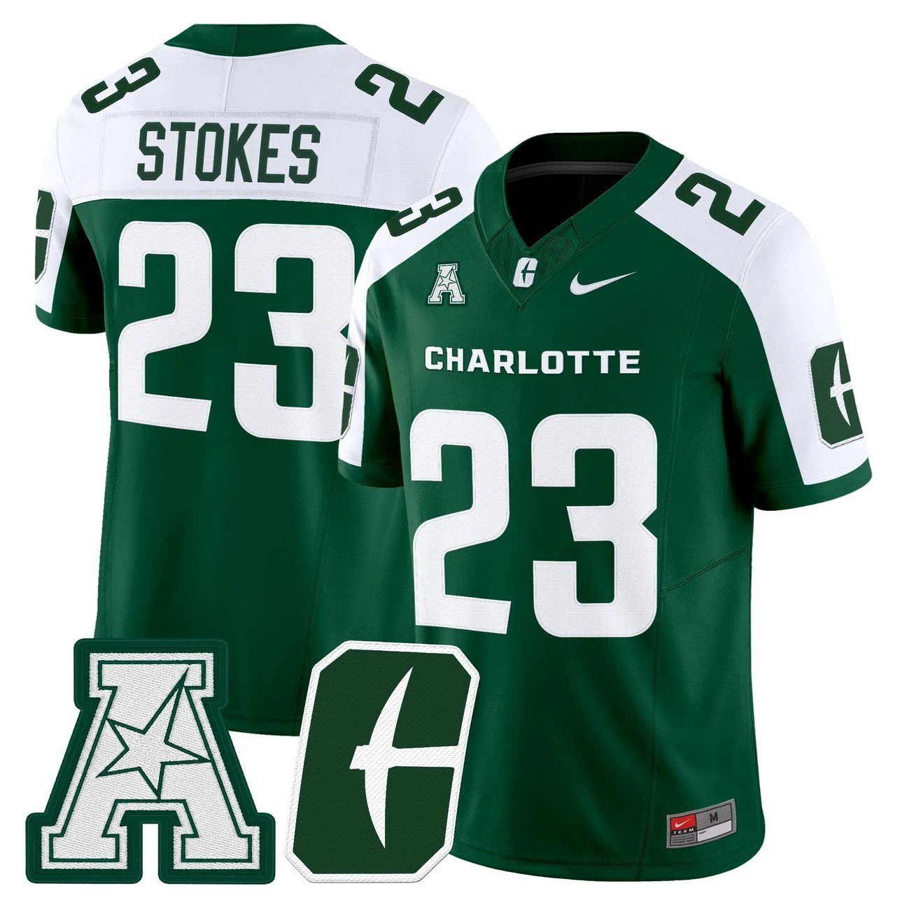 CJ Stokes Jersey #23 Charlotte 49ers 2025 Vapor Limited Stitched by My Store NCAA Football Jerseys