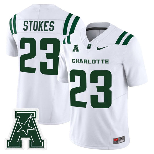 CJ Stokes Jersey #23 Charlotte 49ers 2025 Vapor Limited Stitched by My Store NCAA Football Jerseys