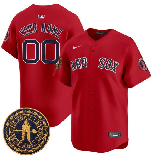 Custom Boston Red Sox Jersey Name, Number Freedom Trail Patch Vapor Premier Limited Stitched Red by My Store