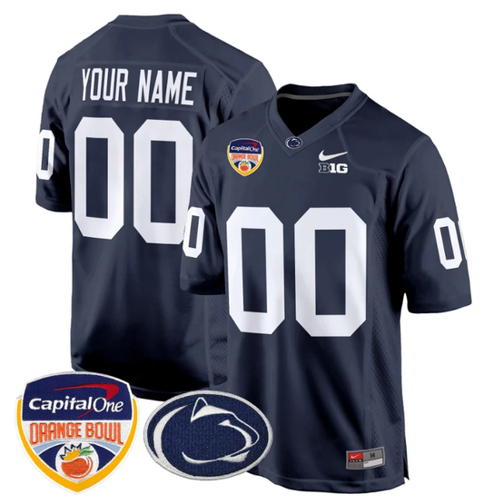 Custom Penn State Jersey Name, Number Orange Bowl Patch Football Navy by My Store