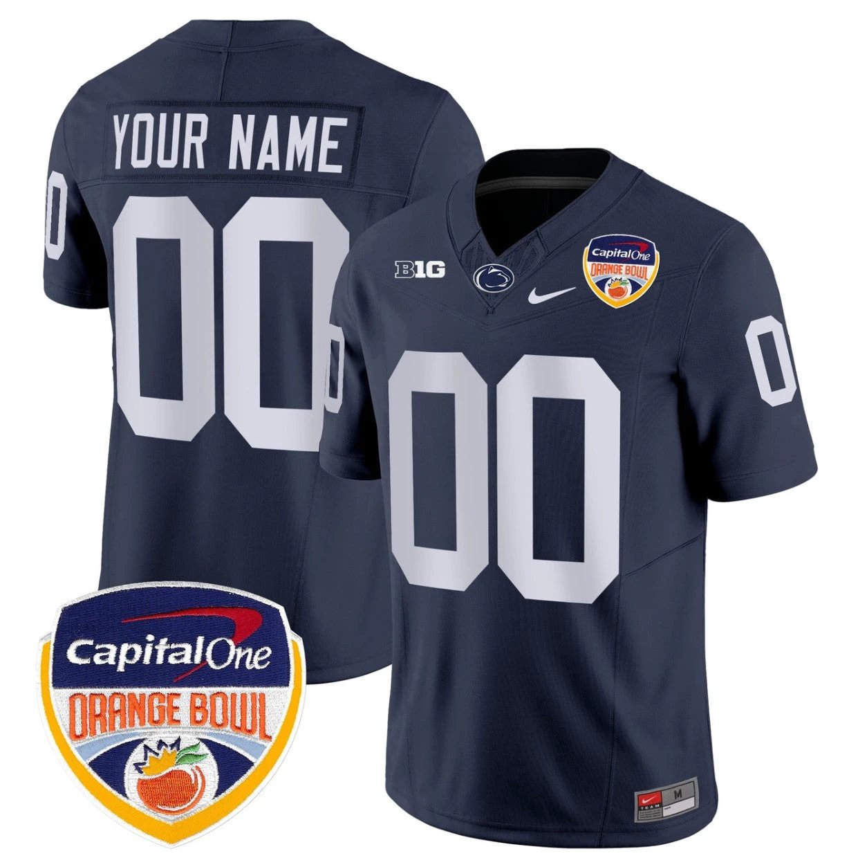 Custom Penn State Jersey Name, Number Orange Bowl Patch Stitched Navy by NCAA Football Jersey