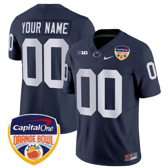 Custom Penn State Jersey Name, Number Orange Bowl Patch Stitched Navy by NCAA Football Jersey