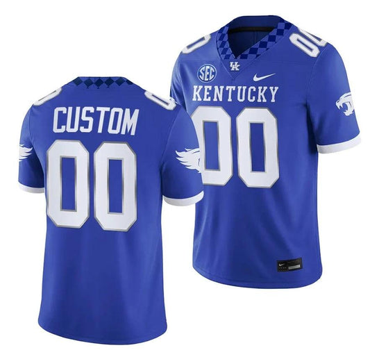 Custom Kentucky Wildcats Jersey Name and Number NCAA Football 2023 Game Home Blue by My Store