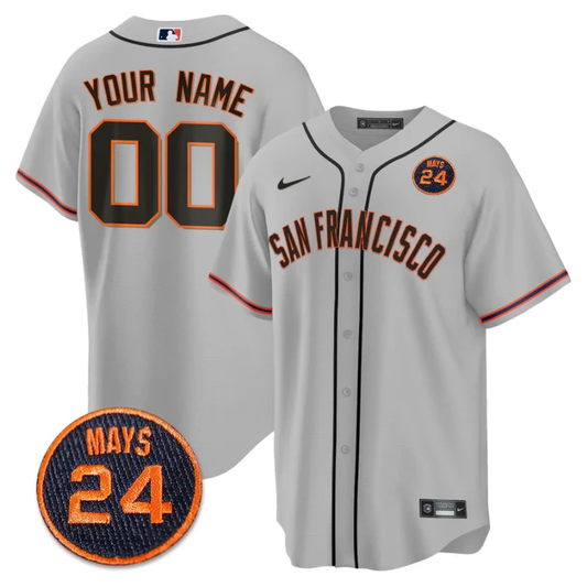 Custom San Francisco Giants Jersey #24 Willie Mays Patch 2024 Vapor Premier Limited Gray by My Store