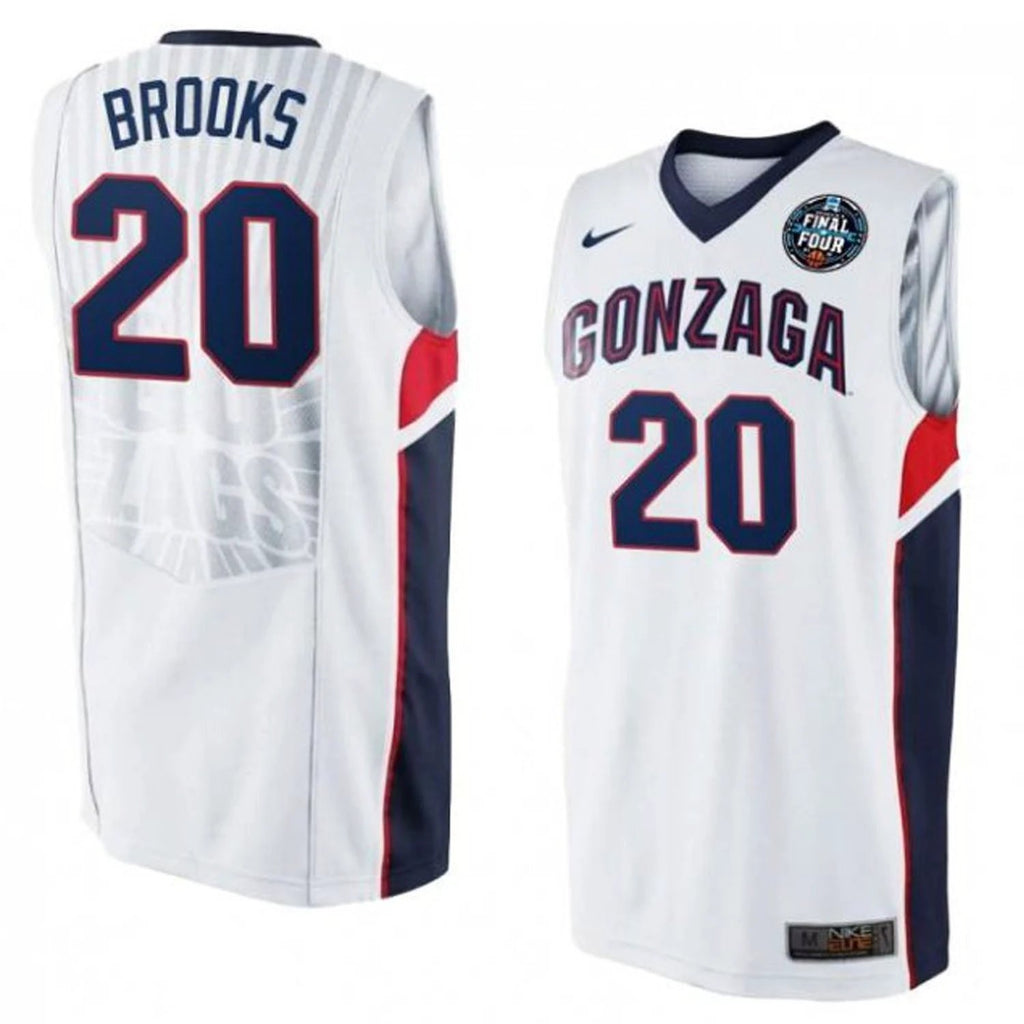 Colby Brooks Jersey Gonzaga Bulldogs College Basketball White #201 by My store basketball