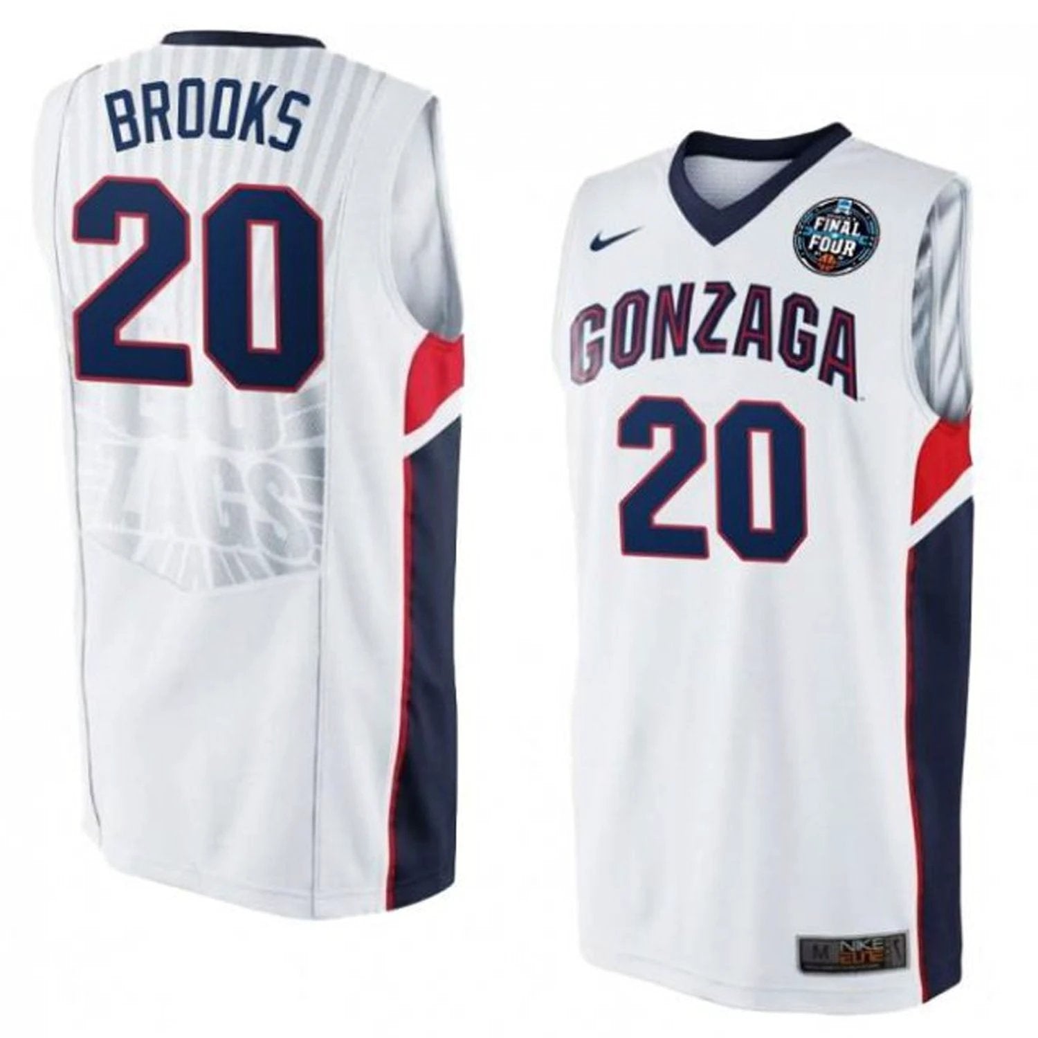 Colby Brooks Jersey Gonzaga Bulldogs College Basketball White #201 by My store basketball