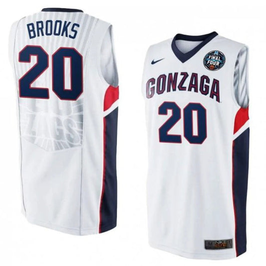 Colby Brooks Jersey Gonzaga Bulldogs College Basketball White #201 by My store basketball