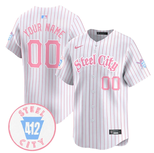 Custom Pittsburgh Pirates Jersey Bubblegum Pink Vapor Premier Limited Stitched Pinstripe by My Store