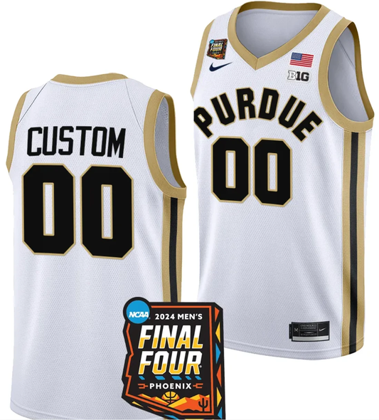 Custom Purdue Boilermakers Jersey Name and Number 2024 NCAA March Madness Final Four Basketball White by My store basketball