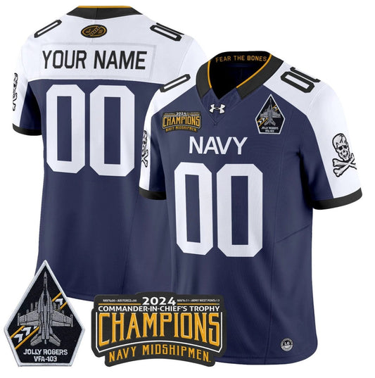 Custom Navy Midshipmen Jersey Commander-in-chief's Trophy Champions Navy Alternate by NCAA Football Jersey
