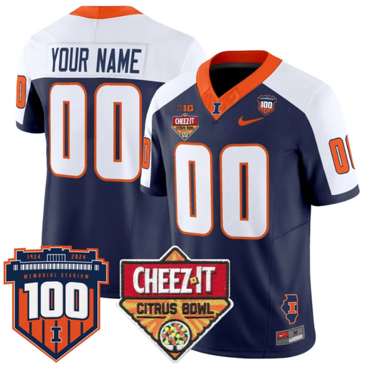 Custom Illinois Fighting Jersey 2025 Cheez-It Citrus Bowl Navy Alternate by My Store