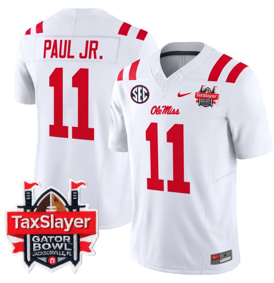 Chris Paul Jr Jersey #11 Ole Miss Rebels 2024 Gator Bowl V2 White by My Store