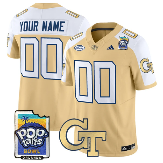 Custom Georgia Tech Yellow Jackets Jersey Pop-Tarts Bowl Patch Stitched by My Store NCAA Football Jerseys
